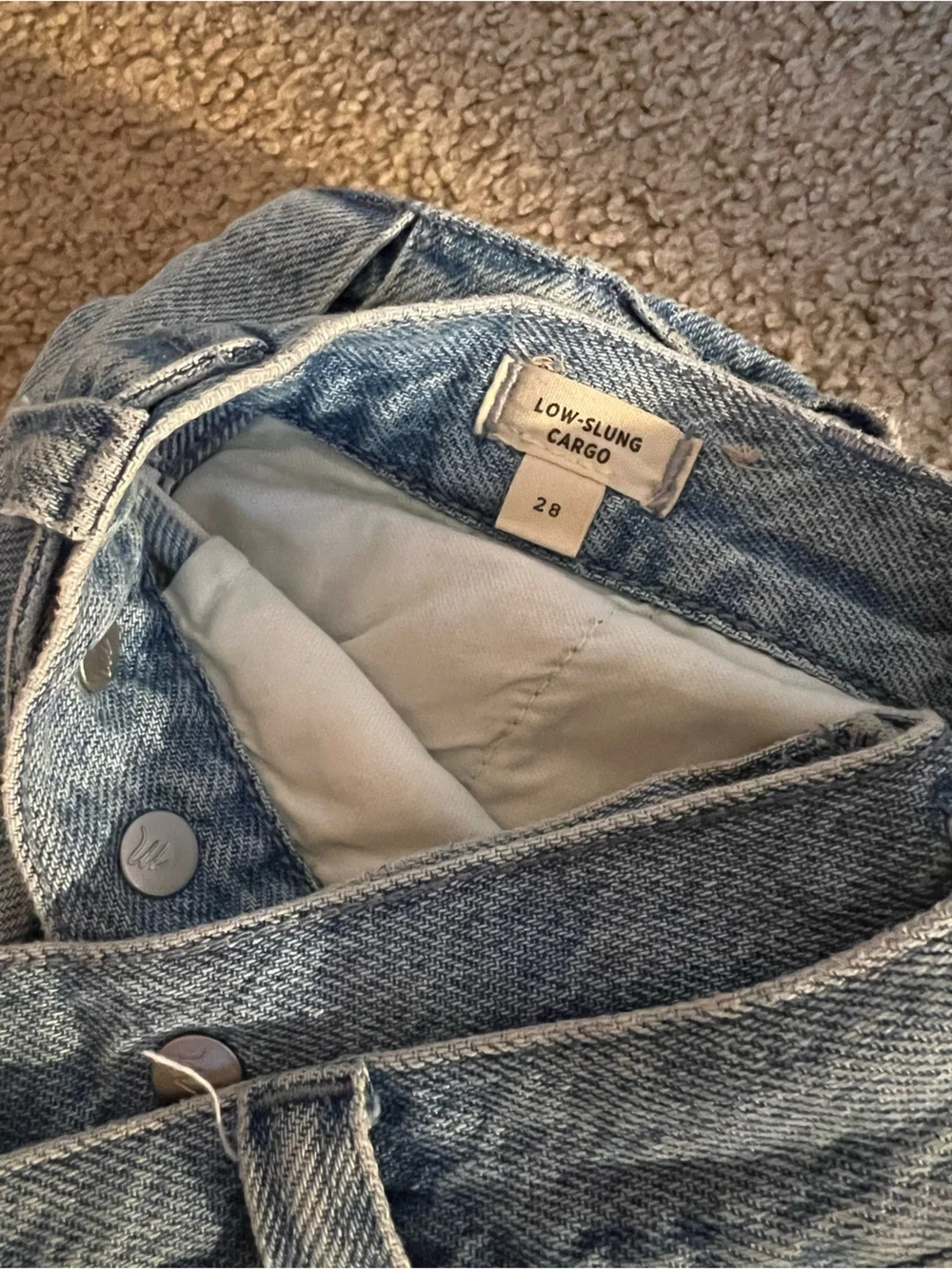 Women’s Madewell Light Wash Los Slung Cargo Jeans